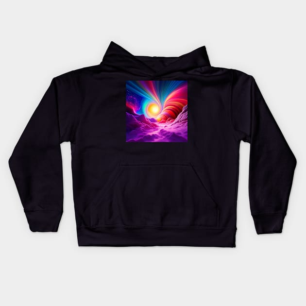 psychedelic landscape Kids Hoodie by myepicass